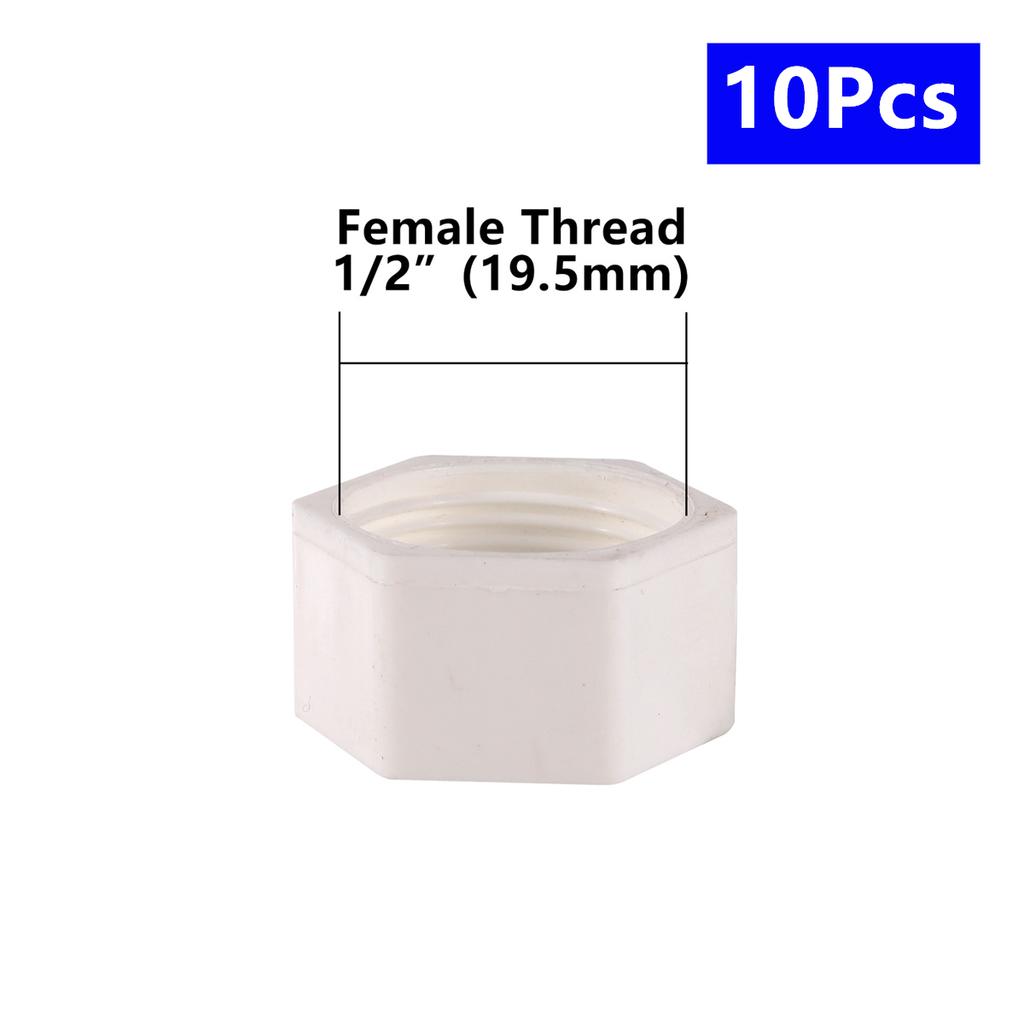 Garden Water Pipe End Connector Plastic and Stainless Steel 1/2'' 3/4'' 1'' Male/Female Thread End Cap PVC Tube Sealing Fittings