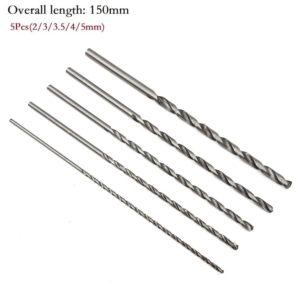 High Quality Extra Long Drill Bit Set 5Pcs HSS High Speed Steel Bits Suitable for Electric Drills 2mm 3mm 35mm 4mm 5mm