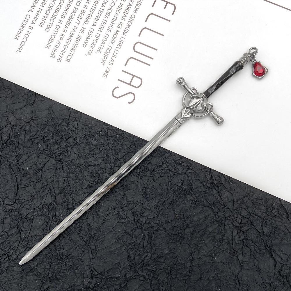 Ancient High-Grade Alloy Sword Hairpin: Color-Preserving Electroplated Hanfu Hair Accessory for Updos