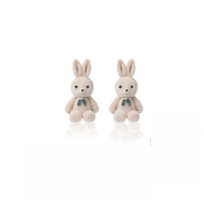 Cute Bow Bear Stud Earrings - Non-Pierced, Versatile, Cartoon Style for Girls