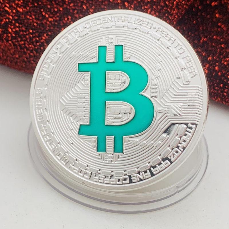 БИТКОИН Монета из Соединенных Штатов, Покрытая золотом, Покрытая серебром, Синяя, Красная, Зеленая Памятные медали, Брелок-подвеска, Декоративные золотые монеты