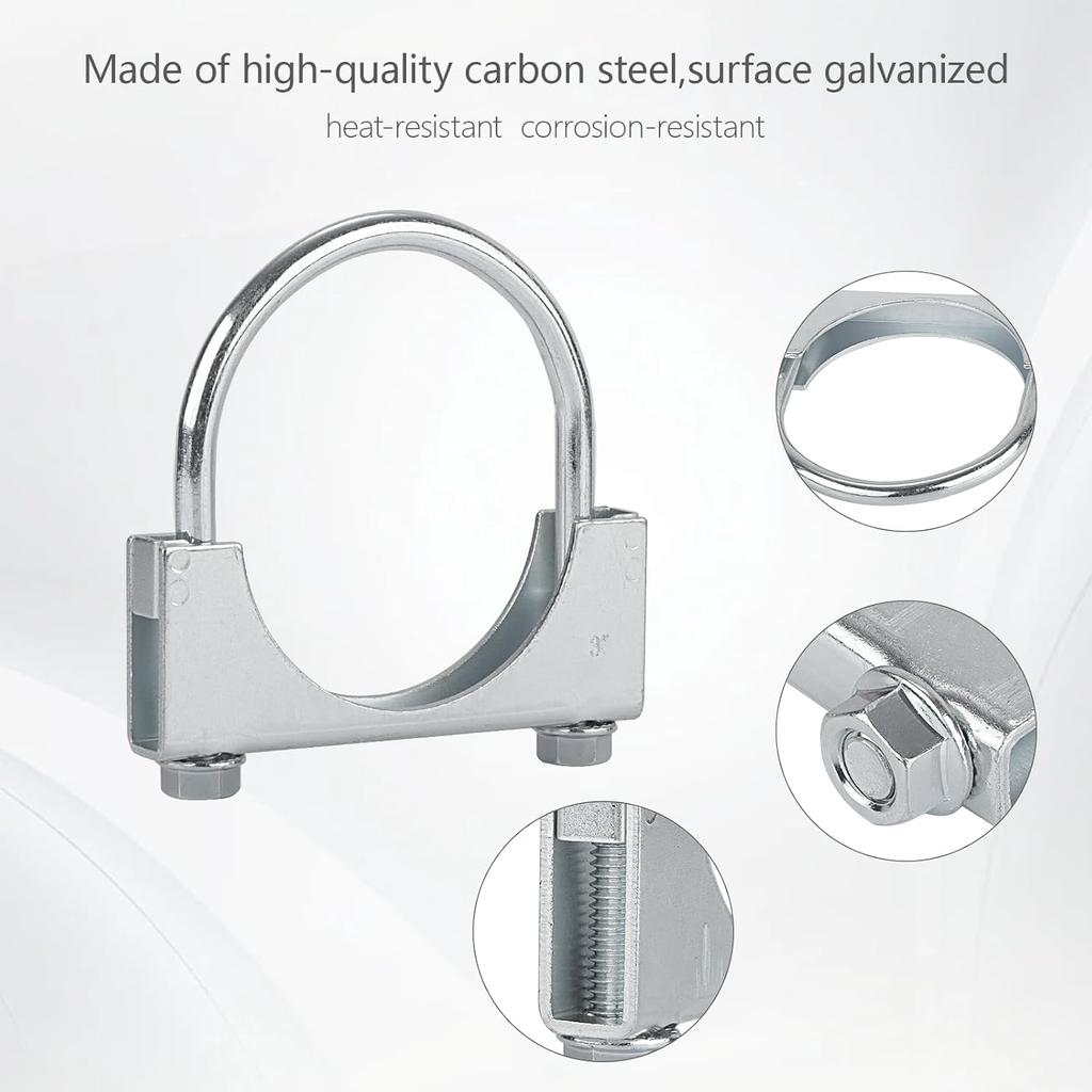 LCGP 2" Heavy Duty U Bolt Clamps Saddle Type Anti-Corrosion 2 Pack Muffler Clamps