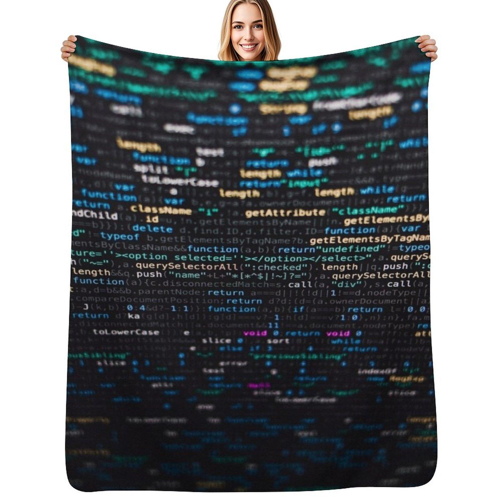 

Software Developer Programming Code on Black Background Throw Blanket Summer Flannels Picnic Hairy Blankets 30x40in