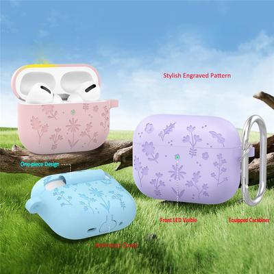 Cute Flower Engraved Case for AirPods Pro 3 Case 2025 with Cleaning Kit Anti-Drop Silicone Case For Airpods Pro 3rd Generation