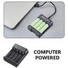 USB Battery Charger for 1.2V Double/Triple A Battery 4Independent Charging Slots Advanced Circuitry for Safe Charging