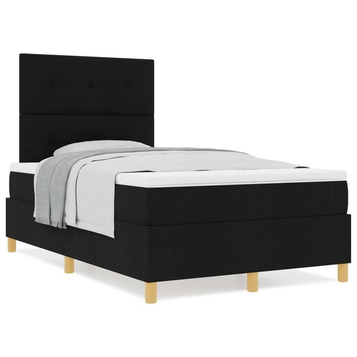 VidaXL Lit à ressorts avec matelas noir 120x200 cm en tissu 3339611