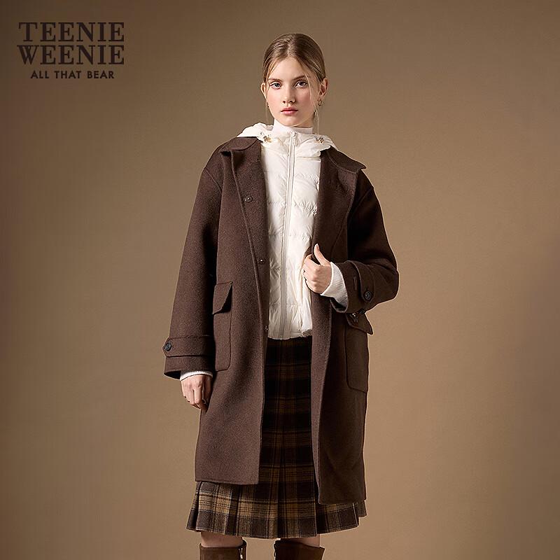 Teenie Weenie Women's Toggle Button Yak Wool Blend Double-Faced Coat