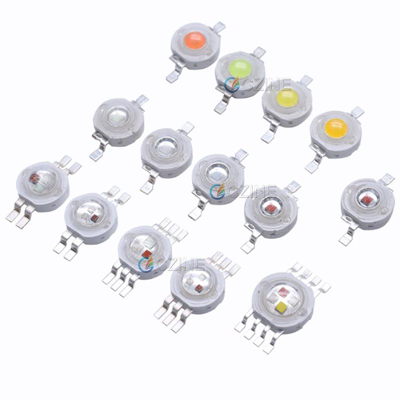 High Power RGB LED Beads: 1W/3W Red, Green, Warm White, Blue, Full Spectrum Ultraviolet.