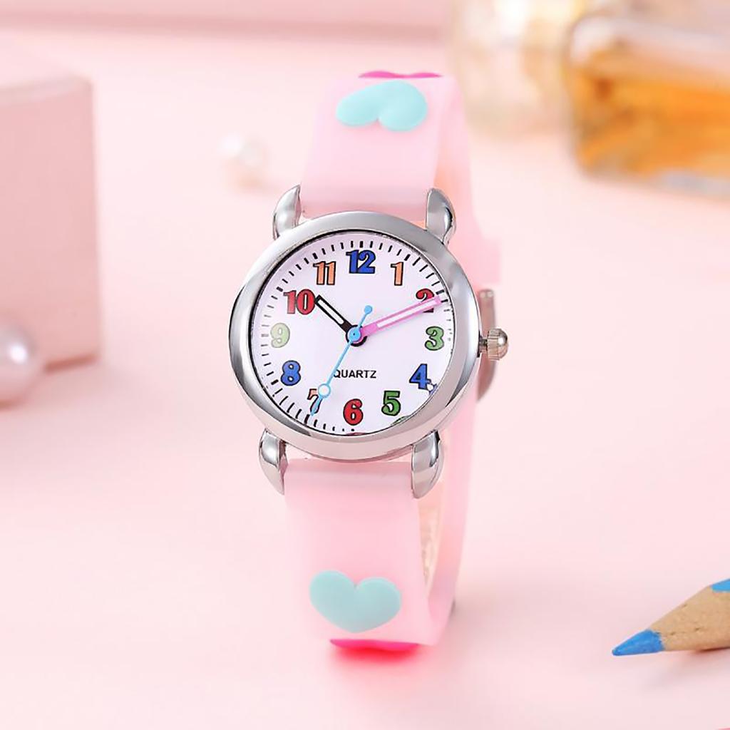 1pc/2pcs/4pcs-Colorful Digital Children's Heart-shaped Watch, Suitable for Christmas Gifts, Watch and Bracelet Sets