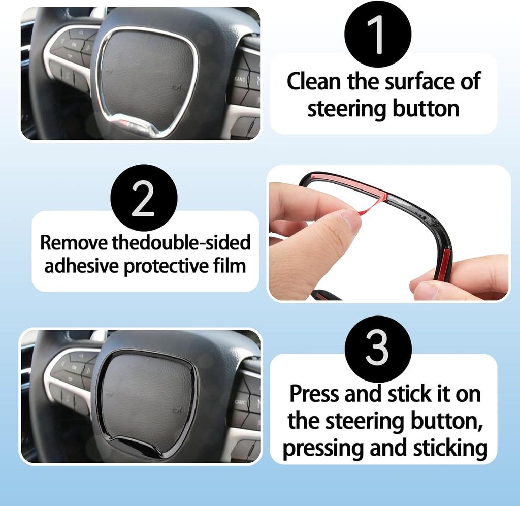 Central Control Steering Button Frame Trim Compatible with Dodge Challenger Durango 2015-2025, Car Interior Decoration Accessories (Black)