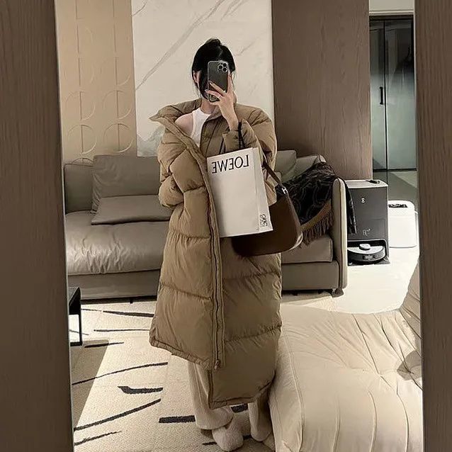 

Зимняя новая однотонная парка с воротником-стойкой и длинным рукавом, женская повседневная свободная куртка на молнии, теплые толстые топы L хаки