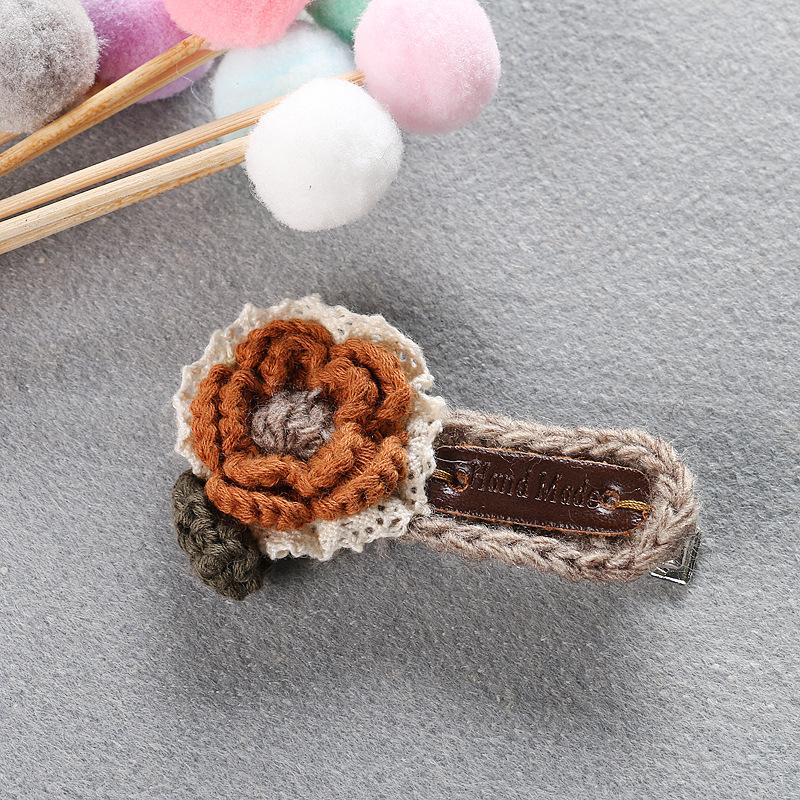 Fashion Cute Flower Hairclip Handmade Hairpins Decoration Crochet Hair Clips for Women Girls Children
