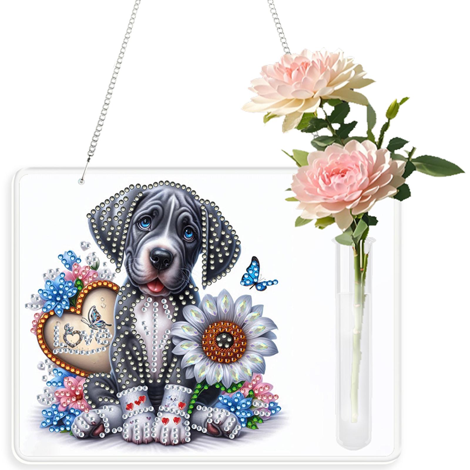 

2D Flat Acrylic Wall Decoration Vase Special Shape Hanging Diamond Art Kits Diamond Painting Kit Wall Decor for Home & Windows
