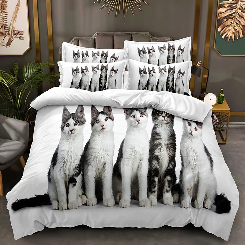 Ensemble de literie en forme d'animal 3D, housse de couette en duvet de chat ou de chien mignon DE135 * 200, housse de couette de luxe pleine taille, housse de literie blanche pour jeunes