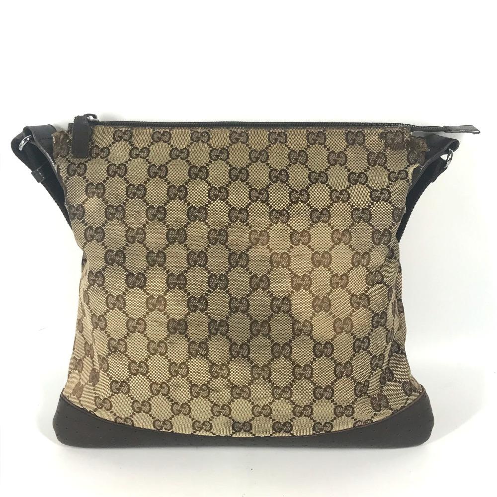 GUCCI 145857 GG Crossbody Messenger Bag Shoulder Bag Beige/SilverHardware