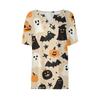 Women's T Shirt Tee Halloween Printed Button Short Sleeve Tunic Daily Weekend Fashion Basic V- Neck Regular Top