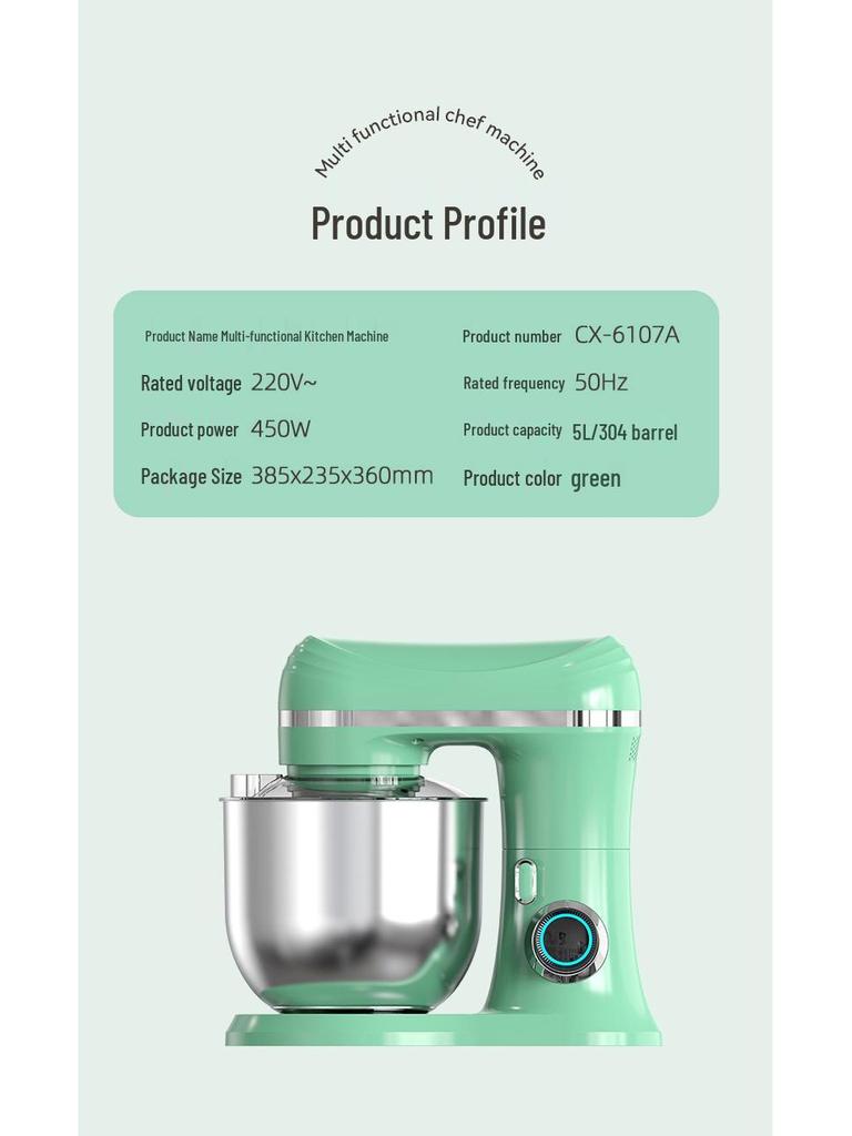 5L Standmixer für den Haushalt: Teigknetmaschine & Eierrührgerät mit großer Kapazität