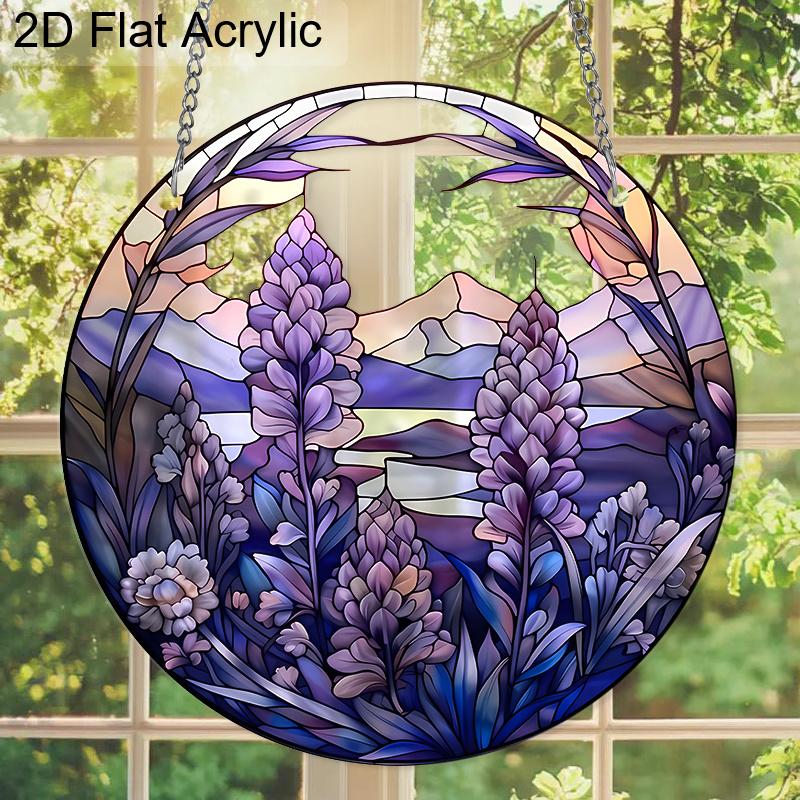 Acrylic Purple Lupine Flower Suncatcher Stained Glass Effect Window Hanging Ornament Nature Lover Gifts