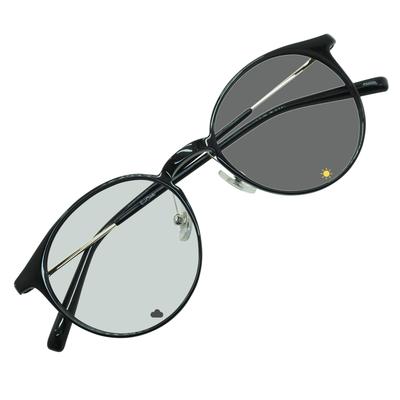 [OTC.web] TR9308HC Lightweight Polarized Photochromic Sunglasses, Boston Classic Retro Style, Stylish, UV Protection, TR90, with Nose Pads (C1 Black,