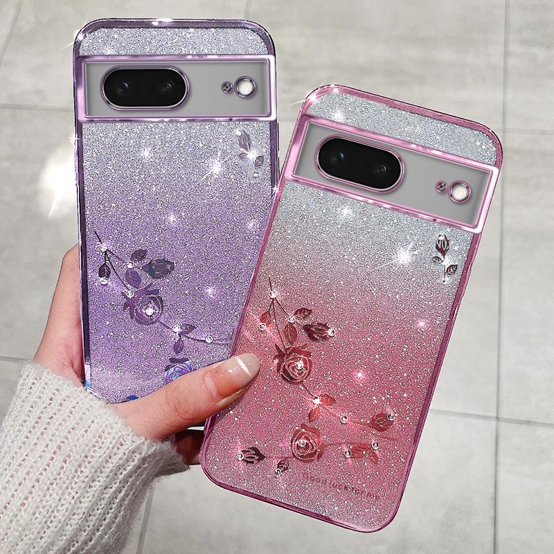 KADEM For Google Pixel 7 5G Case Gradient Flower Pattern TPU Phone Drop-proof Cover