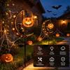 Automatic Dusk To Dawn Pathway Lighting Solar Halloween Black Cat & Pumpkin Moon Garden Stake Light, Waterproof On Easy Install Ground Insert