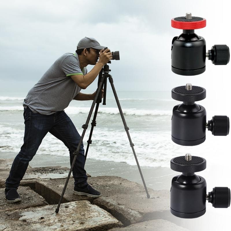 Round Head Tripod Head with 1/4" 3/8'' Hot Shoe 360 Rotatable Round Head Camera Mount Adapter Ballhead for Tripods