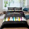 Piano Keys Duvet Cover Set Rotating Musical Notes Bedding Set Tie Dye Bedding Set Retro Music Comforter Cover Bedclothes Queen