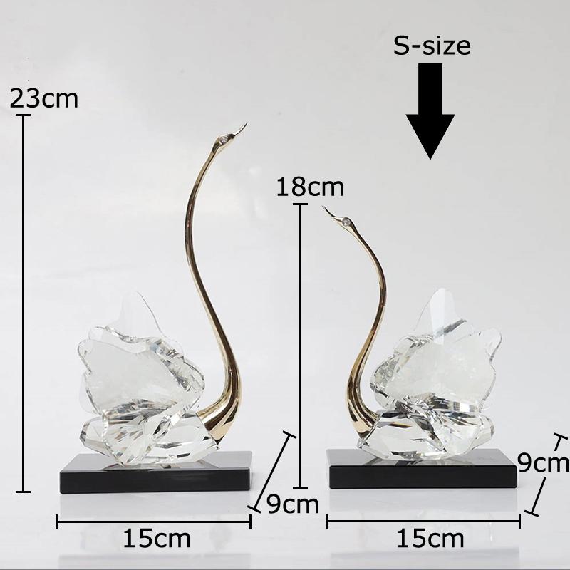 Transparent Crystal Swan Ornaments Creative Artwork Desk Decoration Gold-plated Swan Sculpture Modern Home Decor Accessories