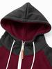 Men's European Size Color Block Raglan Sleeve Hooded Cardigan Sweatshirt