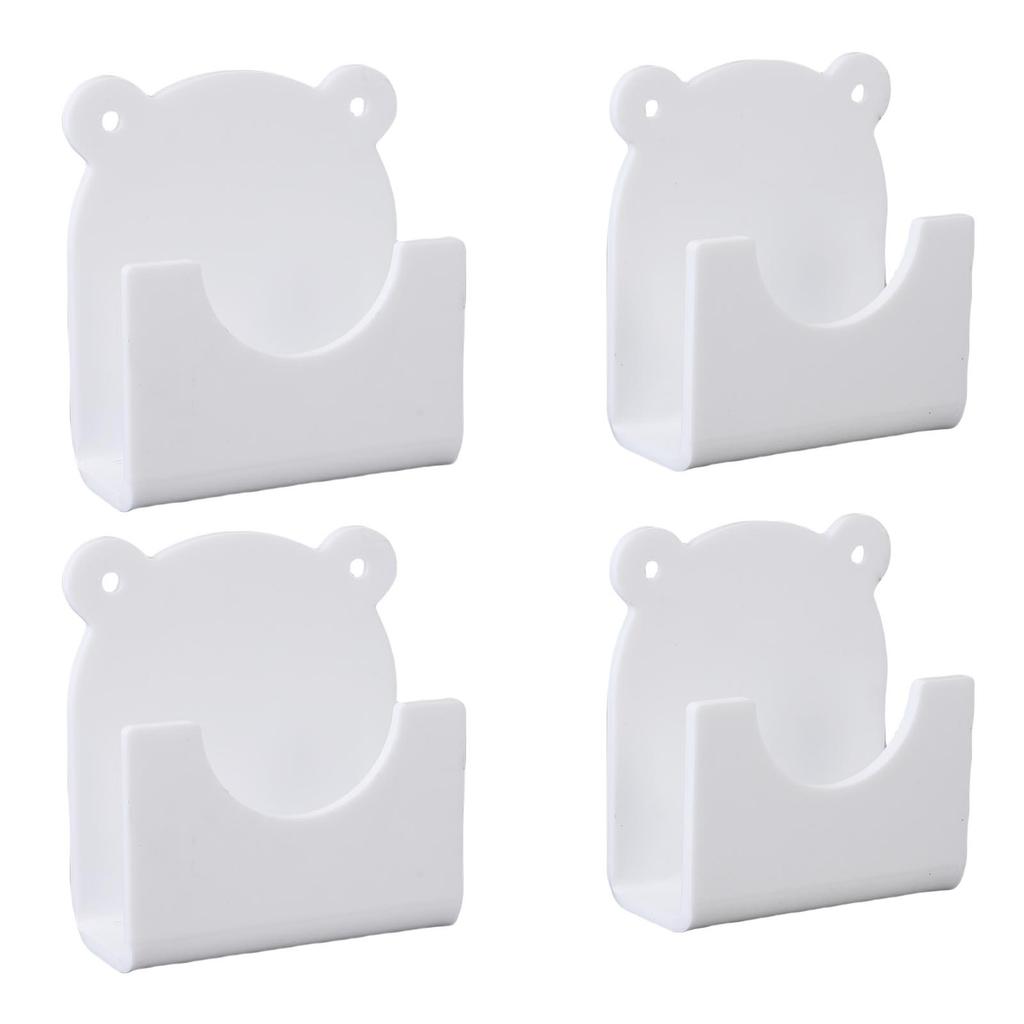 4PCS Adhesive Shower Rod Holder Acrylic Cartoon Style Wall Mount Shower Curtain Rod Bracket for Bathroom Room Divider