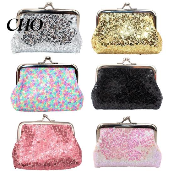 Lightweight Travel Coin Pouch Women Purse, with Metal Hinge And Kiss-lock Design, Portable Gold Lock Purse Mini Wallet, Sequined Glitter Vintage