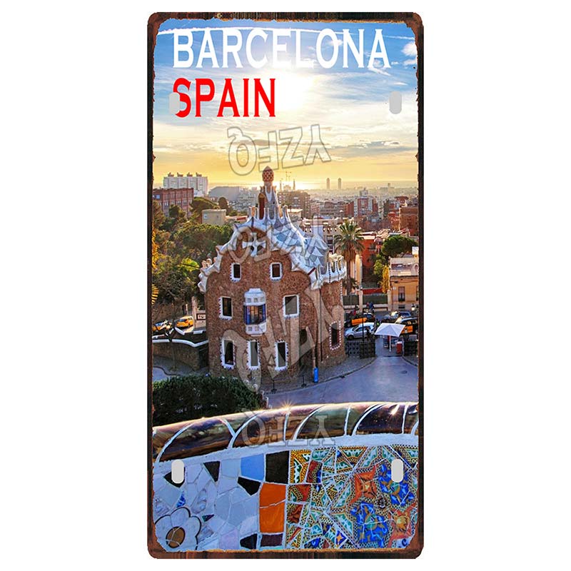 Spain Seville Barcelona Travel Souvenir LIsence Metal Signs Plaque Decorative Wall Art Shop Club Bar Home Decor 30X15CM DC-1054A
