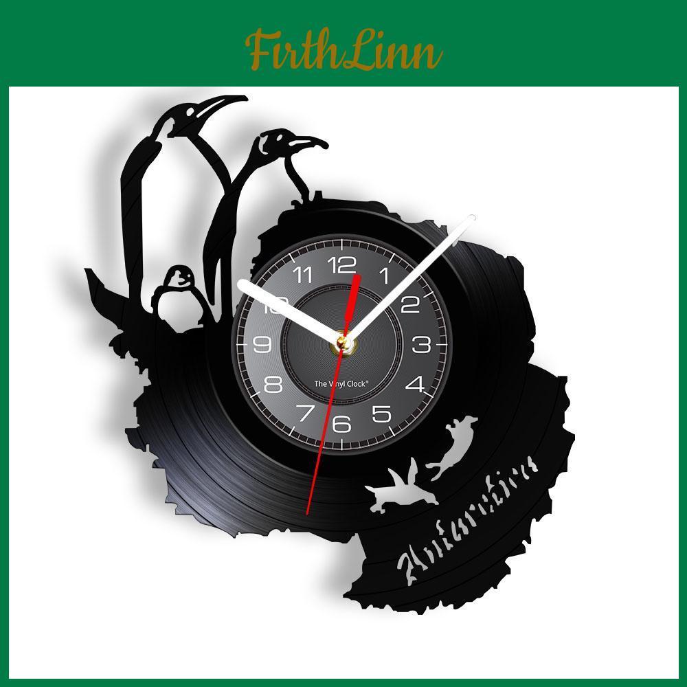 Penguins Three Antarctic Clock Wall Emperor Penguins Living Room Decor Vinyl Record Wall Clock South Pole Seabird Penguins Gift