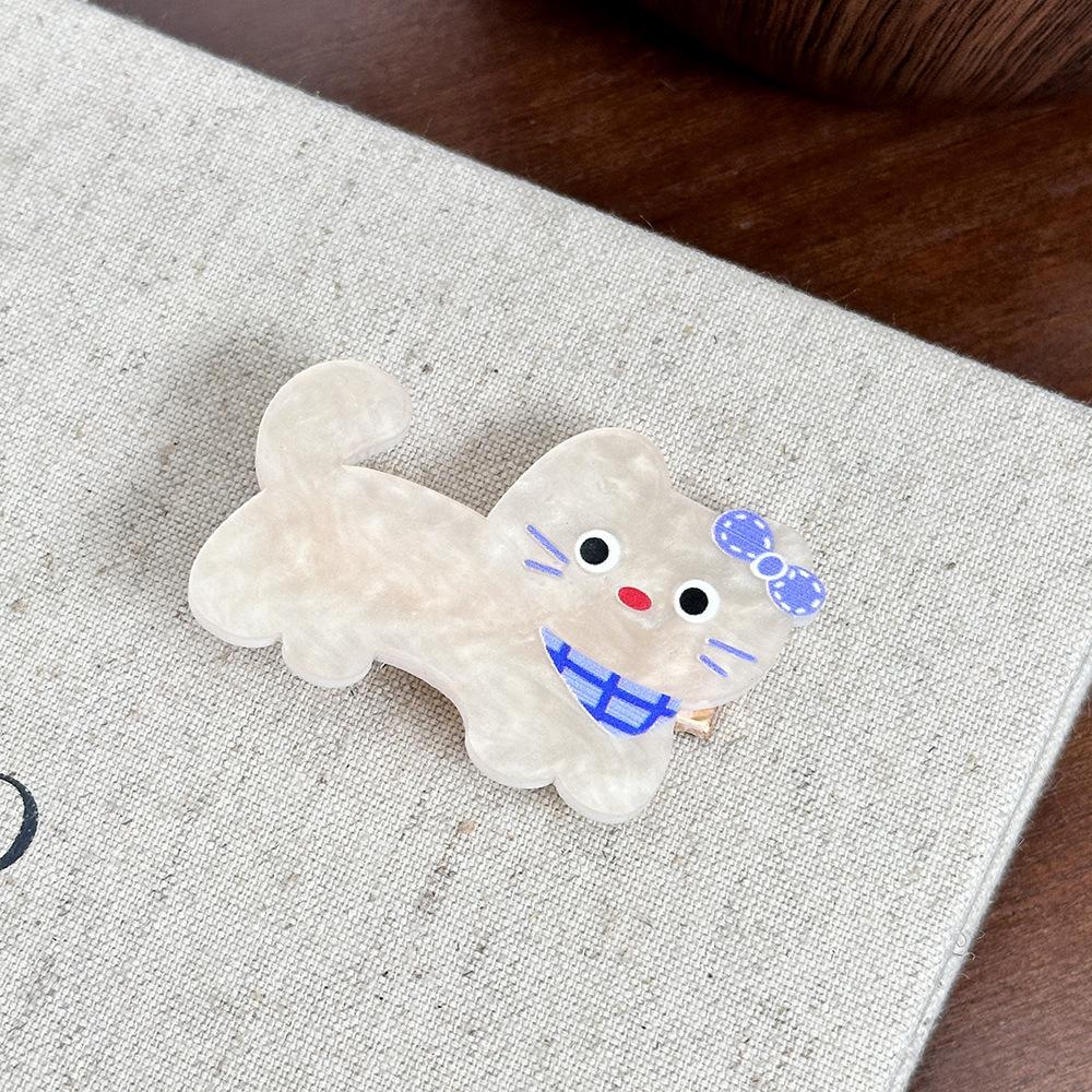 New Acrylic Dog Hairpin - Sweet and Cute Girl's Side Parting Hair Clip with Cartoon Hair Accessory