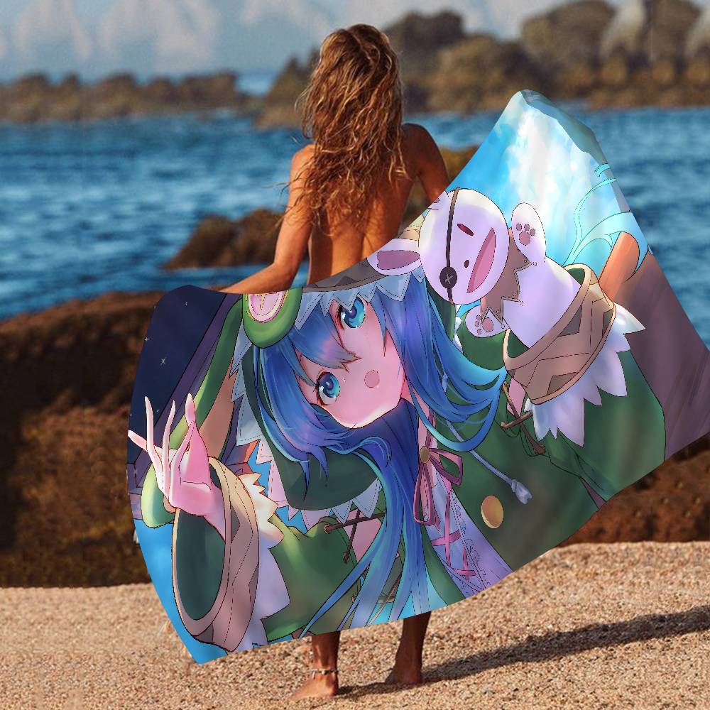 Date A Live Anime Microfiber Printed Beach Towel Mountain Climbing Yoga Beach Swimming Running Absorbent Soft Towel