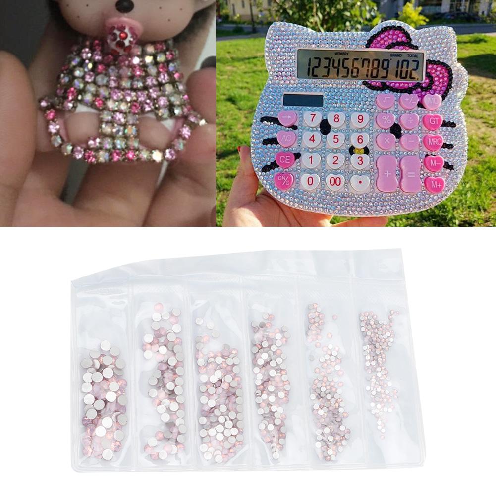DIY Colorful Crystal Glass Nail Art Rhinestons Decoration Costumes Material Package(Pink Opal)