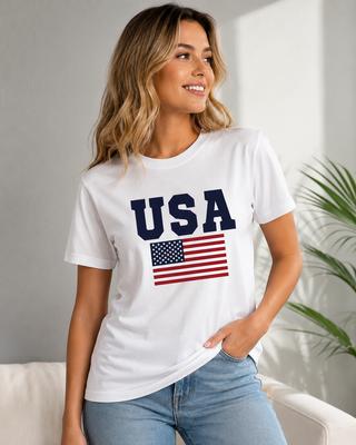 Unisex's Flag Pattern Casual Sports T-shirt American Letter Fashionable Round Neck Short Sleeved Casual Trend Cotton Unisex's Top