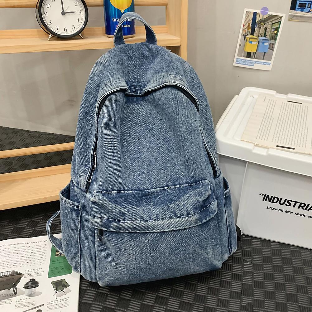 

Рюкзак для женщин мужчин многокарманный школьный рюкзак джинсовый на молнии ретро рюкзак однодневный рюкзак дорожная спортивная сумка
