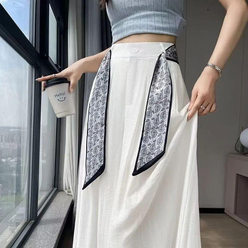 

Temperament striped scarf versatile ribbon long scarf paired with shirt scarf