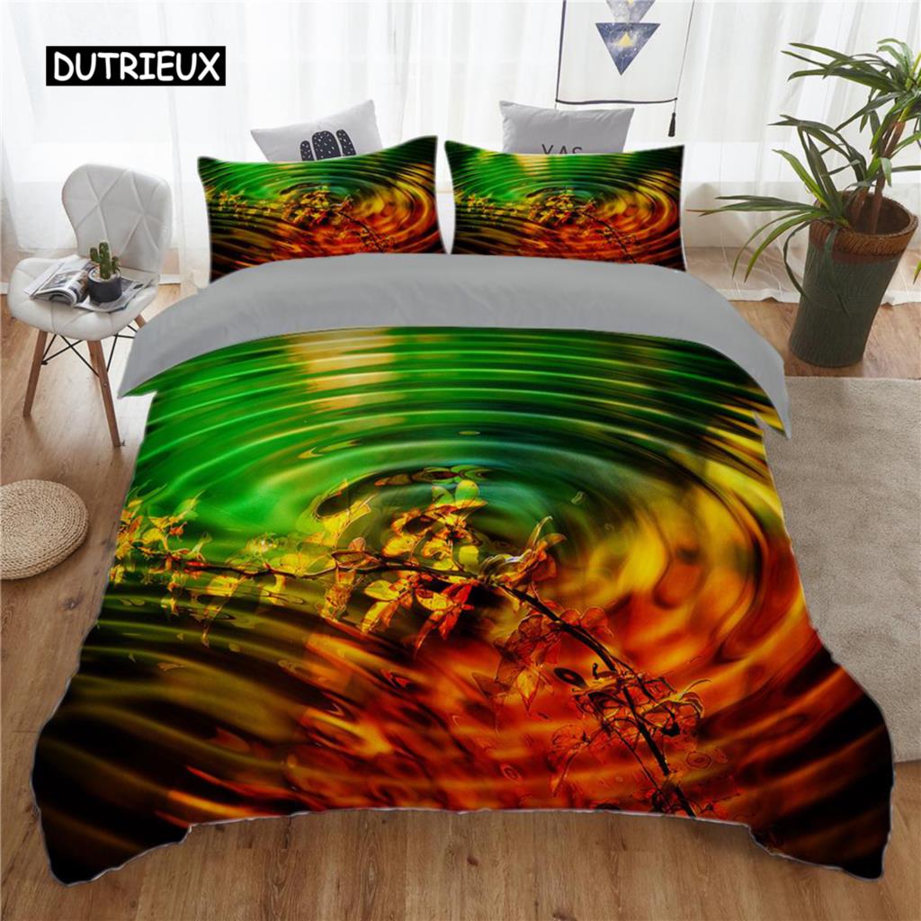 Water Wave Comforter Cover Package Rainbow Water Wave Blue Sky White Cloud Reflection Bed Cover Package Fine Microfiber King Size Queen Size Size EU single(135x200cm)