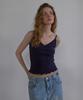 LONQUE Lace Trim Sleeveless Cami Top (Navy)