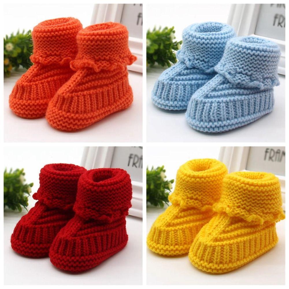 

Soft Knit Baby Booties Comfortable First Walkers Shoes 2025 Crib Shoes помаранчевий