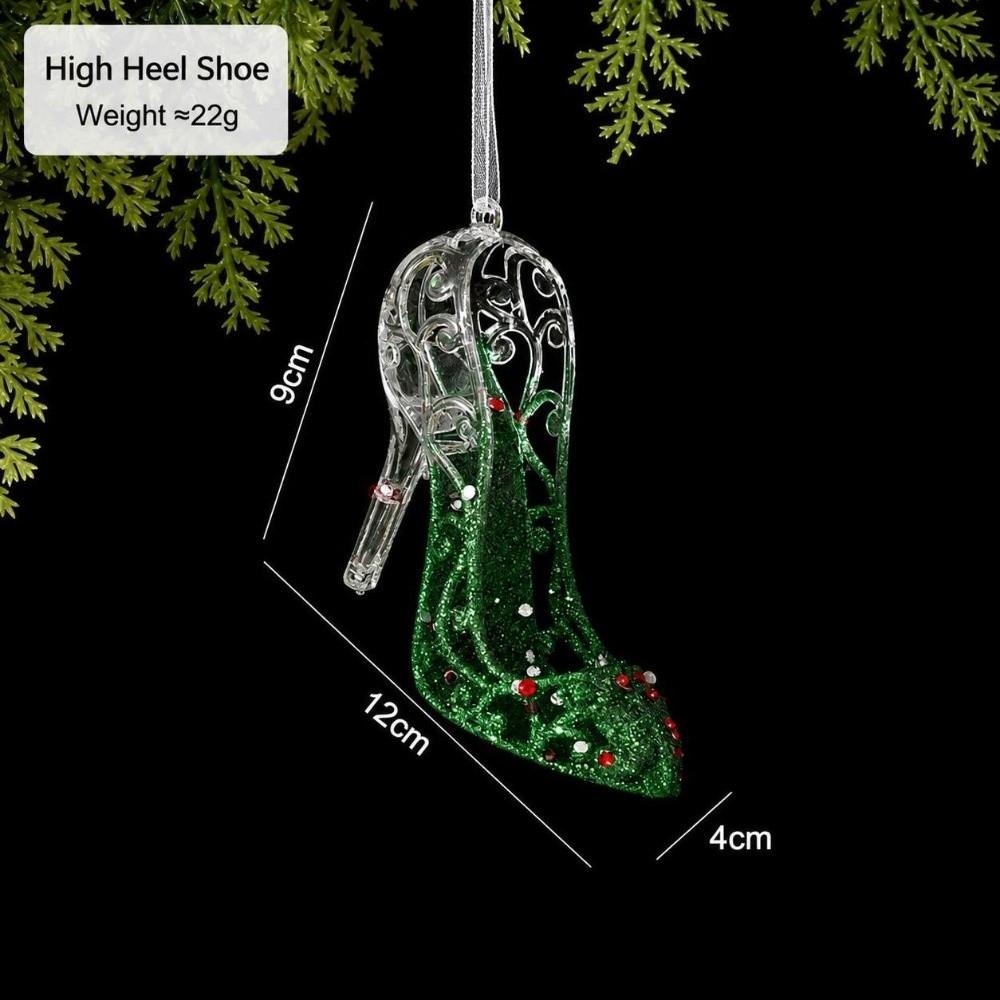 Semi-Green Christmas Snowflake Ornament Glitter Dust Finish Snowflake Shape Snowflake Hanging Ornament Transparent Hanging Style
