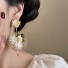 Silver Needle Fabric Flower Pendant Earrings New Dopamine Vacation Style Earrings Niche High-end Earrings Women