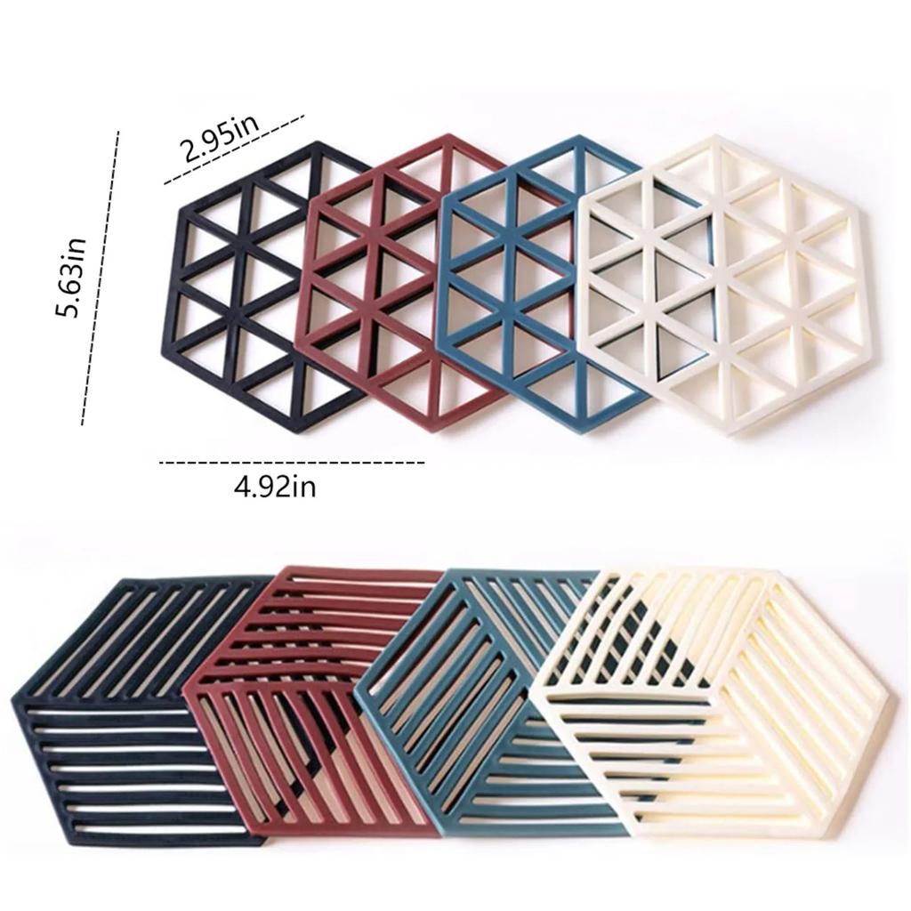 1/3/6PCS Rubber Tableware Insulation Mat Coaster Cup Hexagon Mats Pad Heat-insulated Bowl Placemat Home Decor Eco-friendly