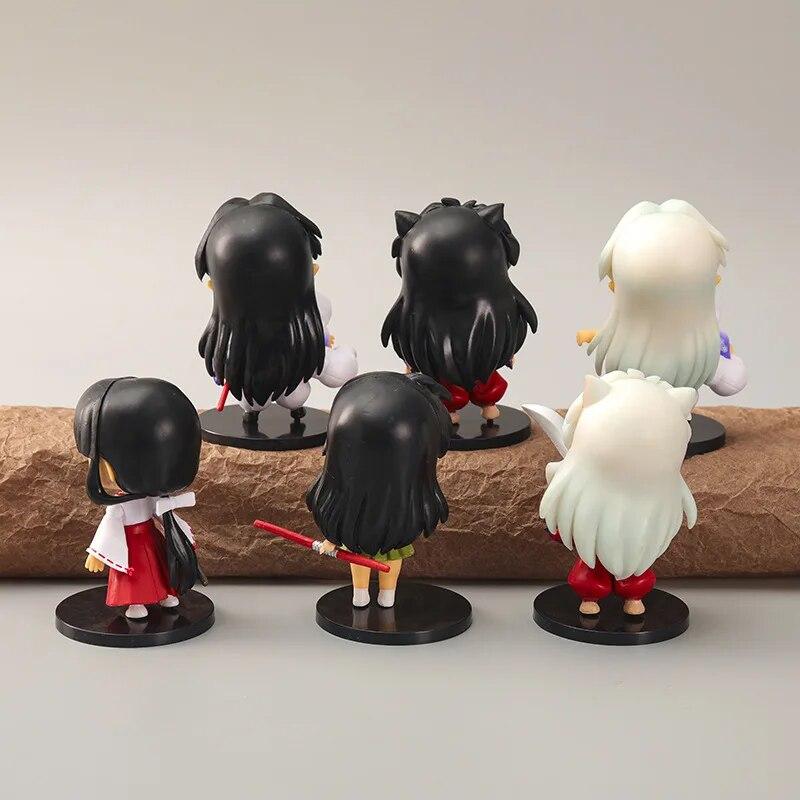 6 Teile/satz Cartoon Inuyasha Q Version Spielzeug Sesshoumaru Higurashi Kagome PVC Modell Anime Puppe Kinder Geschenk
