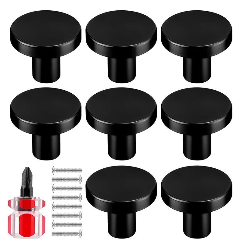 

ABUL-8Pcs Cabinet Knobs,Round Dresser Pull Knob Wardrobe Pull Door Handle With 8 Screws Drawer Pulls Kitchen