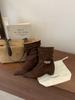 Inner height increase and thin short boots autumn and winter new simple design retro pleated stacking boots short boots