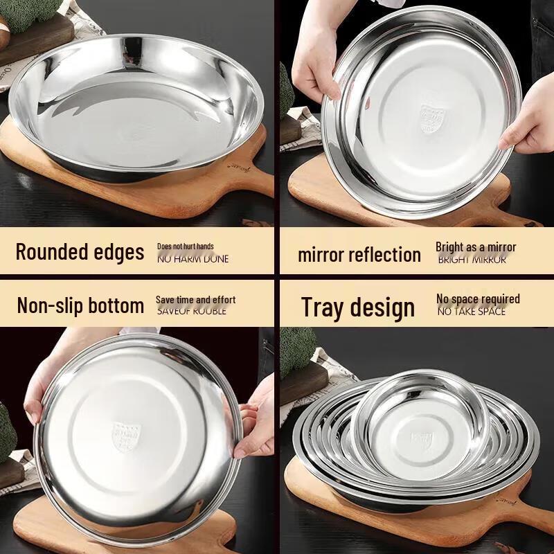 Commercial Stainless Steel Round Deep Dinner Plate