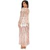 European and American Women's Sequin Long Dress Cardigan for Parties and Performances